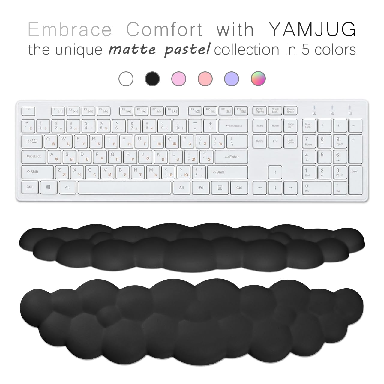 Cloud Wrist Rest Keyboard Palm Rest with Non-Slip Base for Computer Gaming Wrist Rest, YAMJUG Cloud Arm Rest Keyboard Wrist Pad Black