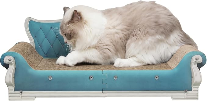 Kidding Pets Cat Sofa Shape Scratch Pad for Large Medium Small Indoor Cats,Larger-Sized Recyclable Reversible Cardboard Cat Couch for Resting Claw Grinding and Playing