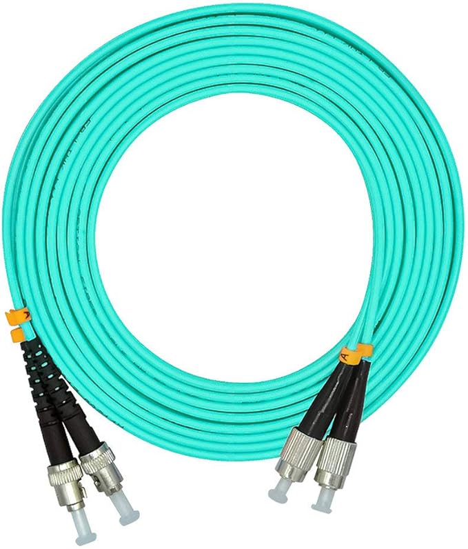 Jeirdus 5Meters 16ft FC to ST Duplex 50/125 10G OM3 Multi-Mode Fiber Optic Cable Jumper Optical Patch Cord FC-ST