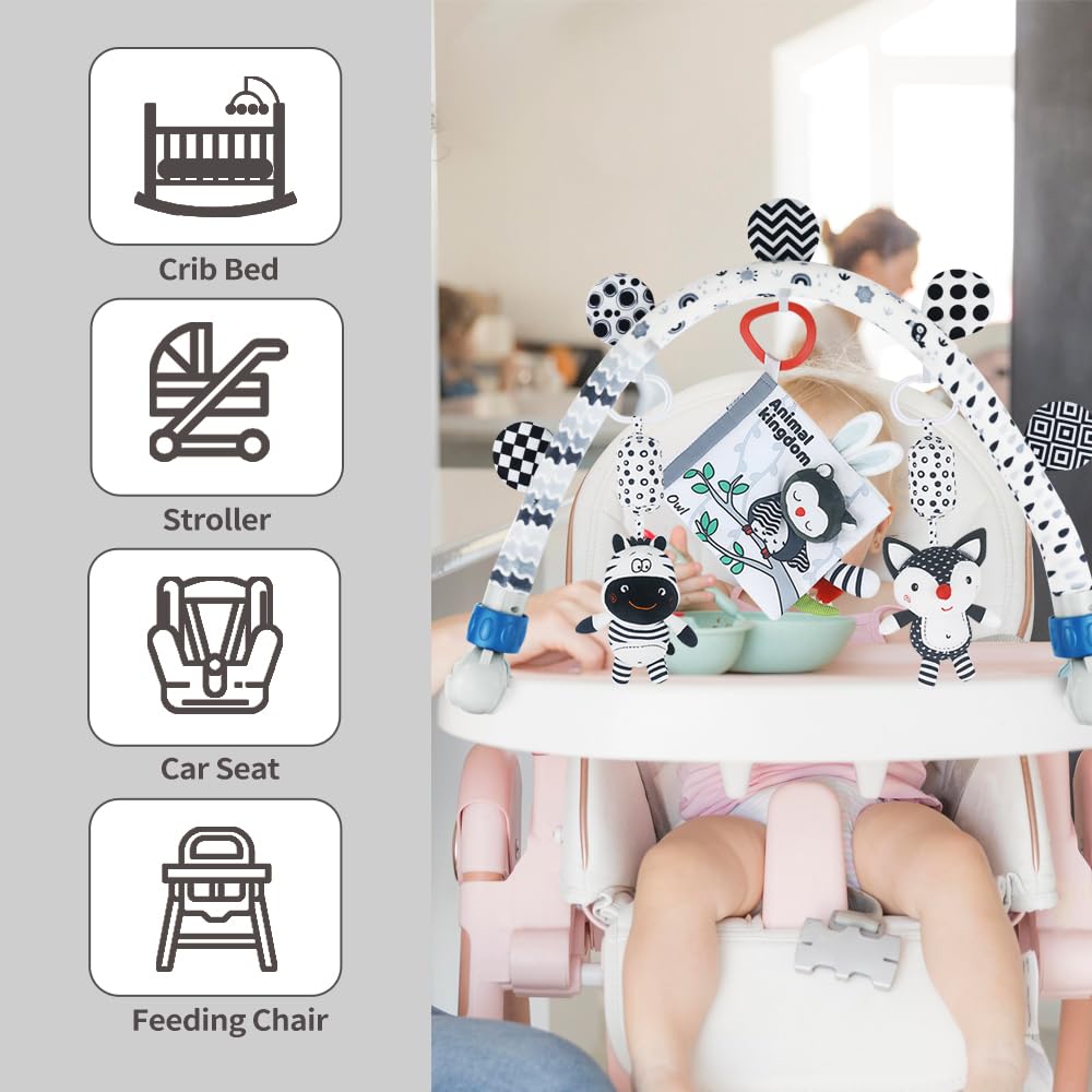 Baby Activity Travel Mobile Arch Toy, Black and White Crib Toys (Animal)