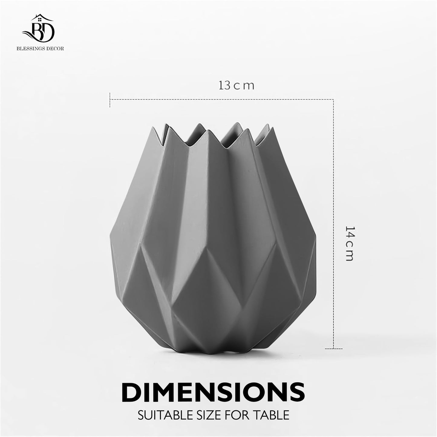 Blessings Decor Ceramic Flower Pots Indoor Plant Pots Small Flower Pots ceramic modern vase (Grey)