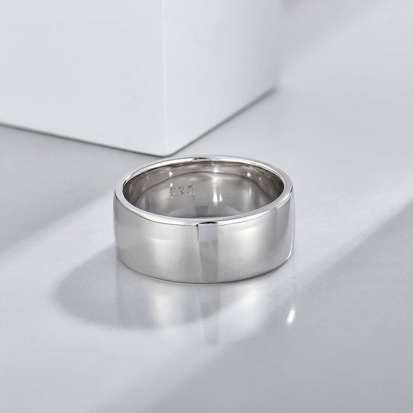 STARCHENIE Solid 925 Sterling Silver 8mm Wedding Band Ring, Comfort Fit High Polish, for Men and Women (Size 8)