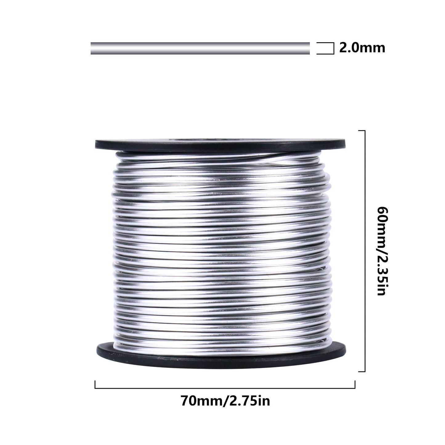 Aluminum Craft Wire, 95 Feet 2.0mm/ 14 Gauge Soft Silver Metal Bendable Sculpting Aluminum Wire Roll Bulk for DIY Crafts Jewelry Making