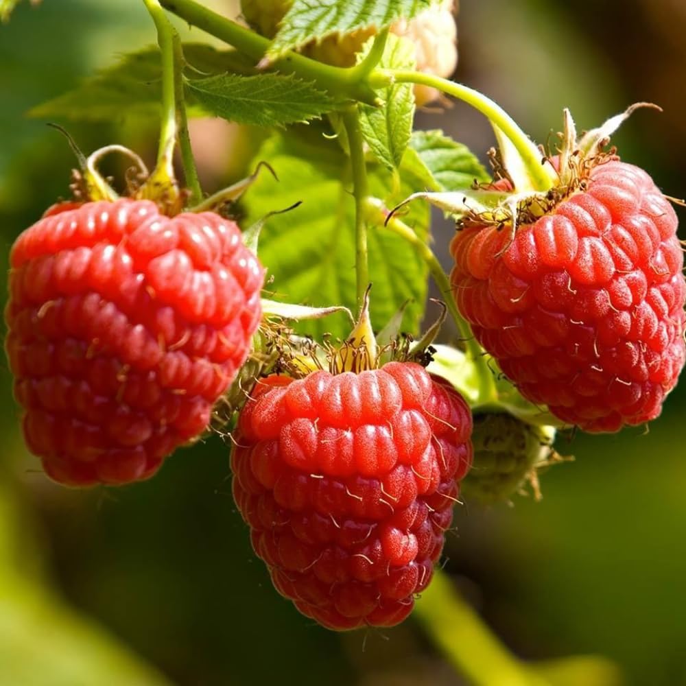 2 Red Thornless Raspberry Plants Live, Sweet Raspberry Bush Shrub to Grow, Well-Rooted 4-8" in Tall, Cold Hardy
