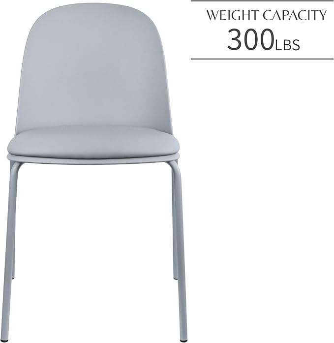 2xhome Modern Stackable Armless Dining Chair | Plastic Shell Seat with Metal Legs | Indoor or Outdoor Use | Home Kitchen Patio (1, Grey, Padded Seat)