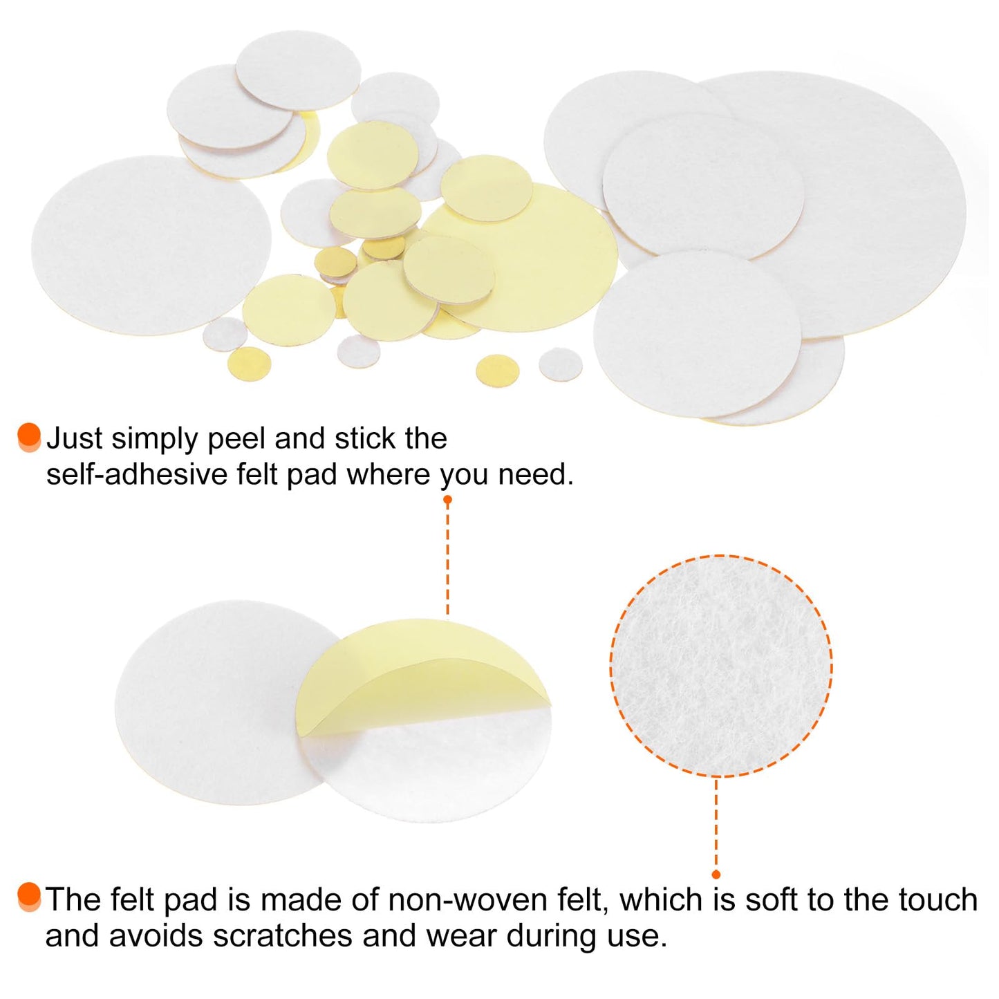 HARFINGTON 50pcs Round Adhesive Felt Circles, 100mm 4" Pre Cut Felt Craft Stickers Non-Woven Mini Felt Fabric Circles for DIY Sewing Handcraft Cut Projects Craft Finishing, White