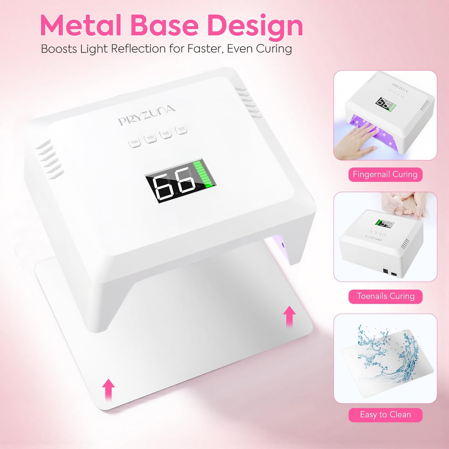 Cordless UV LED Nail Lamp, 72W UV Light for Gel Nails with Metal Base, Fast Curing Professional Nail Lamps for Gel Polish with 4 Timers & Auto Sensor, Rechargeable Nail Dryer for Salon & Home (White)