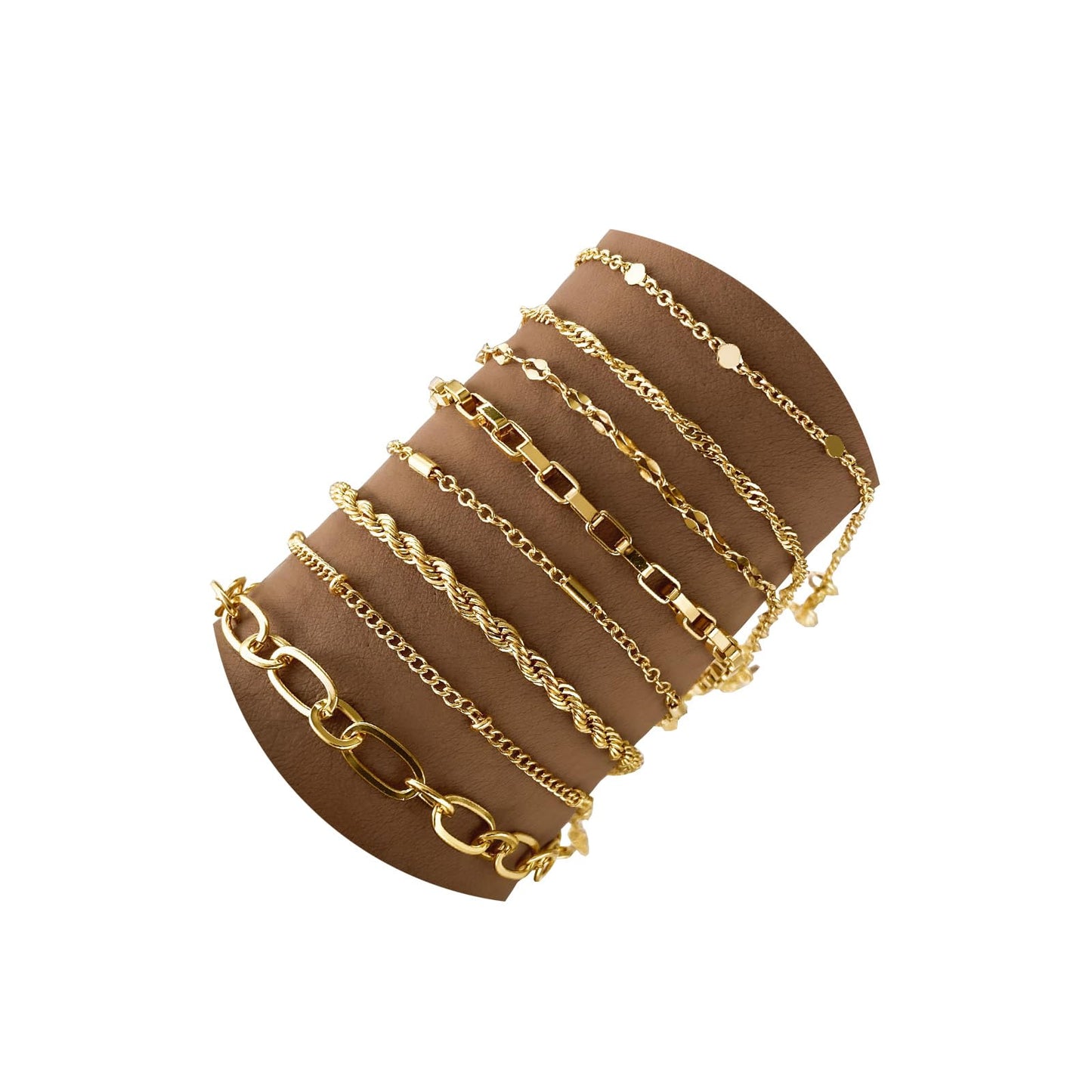 IFKM Gold Bracelets for Women, 14K Gold Plated Dainty Link Chain Bracelet set, Trendy Stackable Layered Bracelets jewelry Gifts