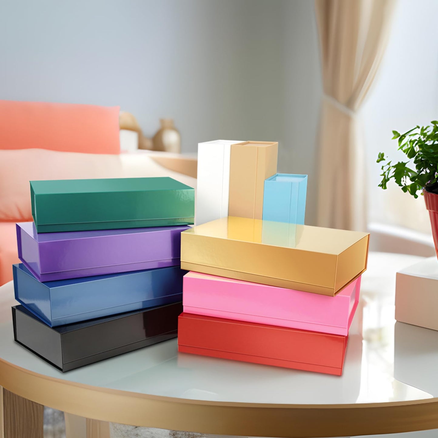 PACKHOME Mother's Day Extra Large Gift Box 17.5x11.3x4.3 Inches, Sturdy Shirt Box with Magnetic Lid for Clothes and Large Gifts (Glossy Red)