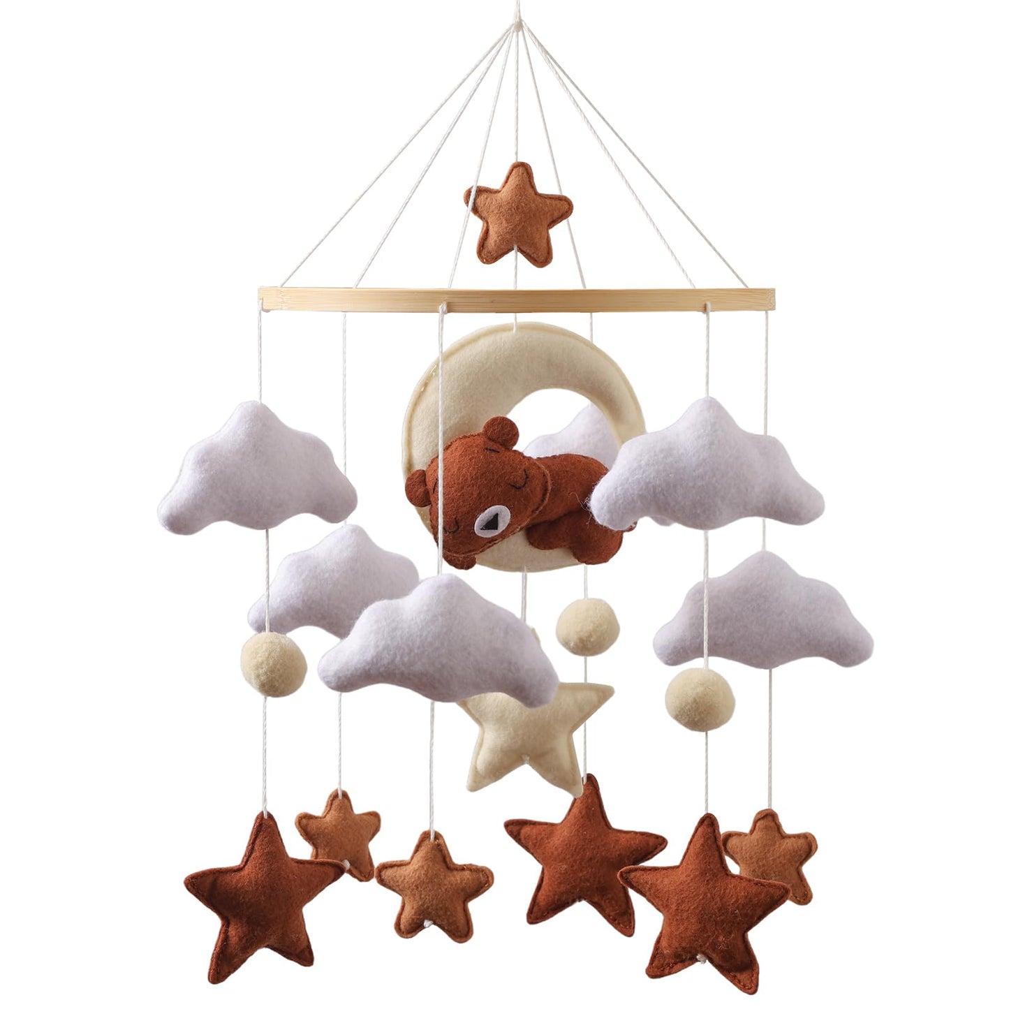 Wonderoo by Wowo Baby Mobile for Crib – Handmade Hanging Felt Nursery Mobile – Fits Most Crib Arms – Gender-Neutral Boho Nursery Decor & Baby Gift