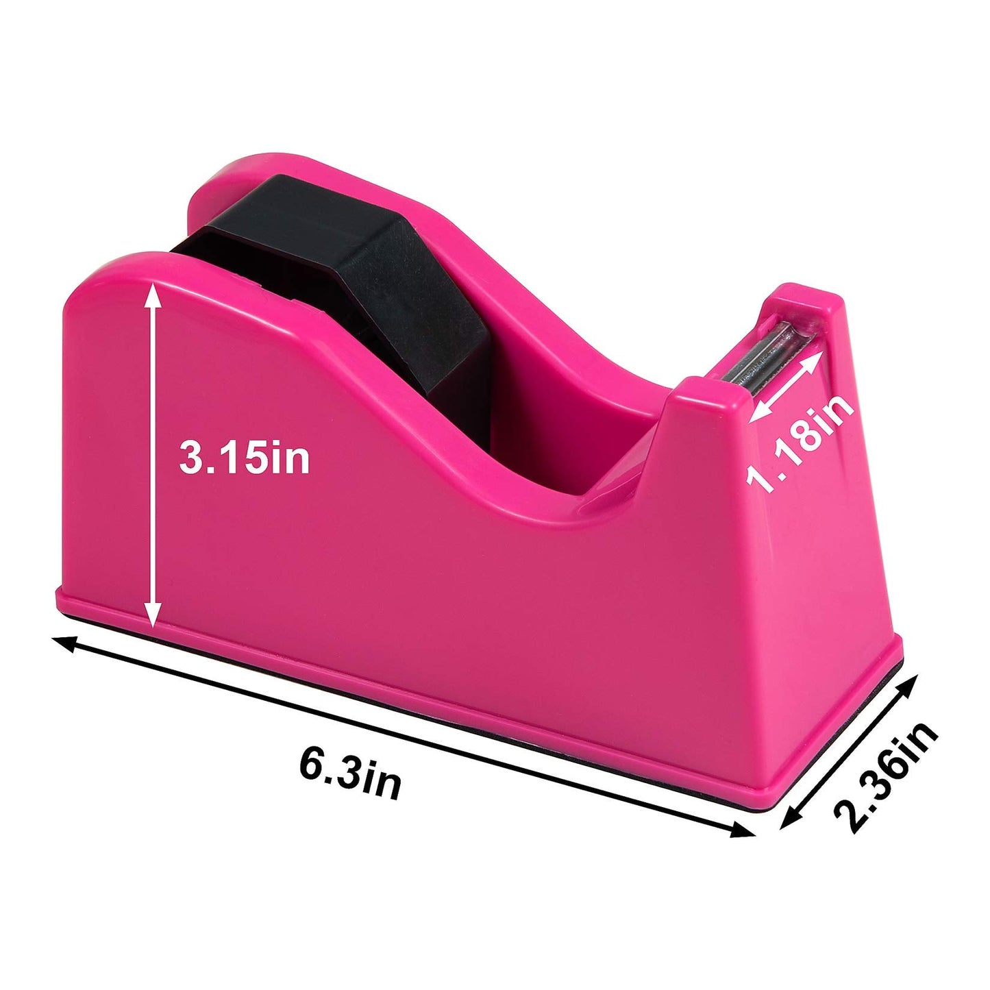 IHOMECOOKER Desktop Tape Dispenser Adhesive Roll Holder (Fits 1" & 3" Core) with Weighted Nonskid Base (2Pack-Rose red)
