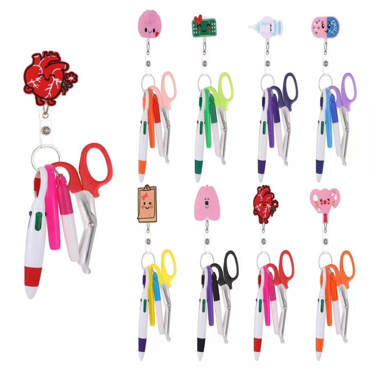 Geiserailie 40 Pcs Nurse Pen Set Nurse Badge Accessories Pen Set Retractable Badge Holder, Flashlight, Marker, Scissor for RN LPN Nursing Students Appreciation Graduation Valentine Gift