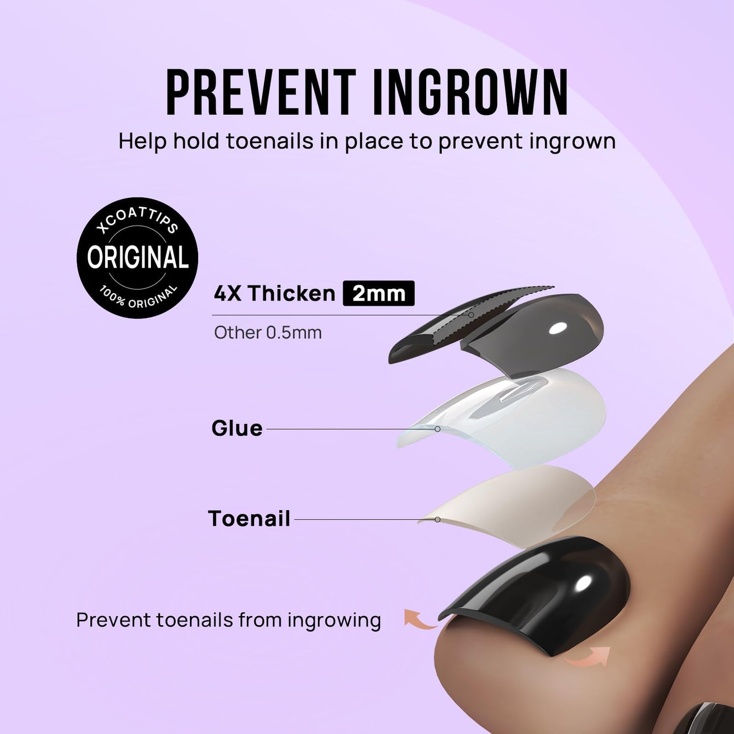 BTArtbox Press on Toenails Short, Pure Chic with Champ Set
