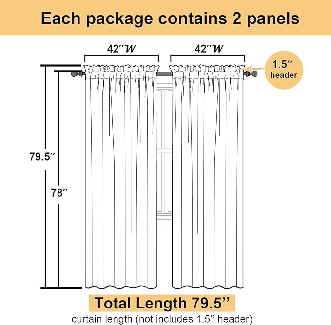 Lecloud Goose Yellow Sheer Curtains 78 Inches Long 2 Panels, Airy Light Filtering Voile Bedroom Curtains for Living Room Windows, Rod Pocket Solid Drapes for Dining Room, Each Panel 42" W x 78" L