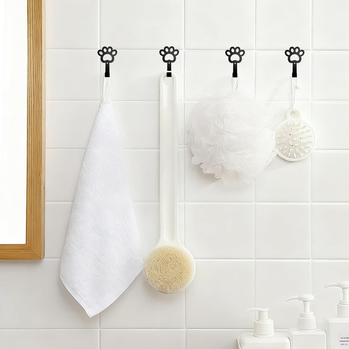 FoyaHome 4Pcs Dog Hooks for Wall, Cute Paw Key Hook Wall Mount, Organizer Hook, Pet Hook, Great Gift for Dog Lovers, for Entryway Hallway Kitche Office Bedroom, Living Room