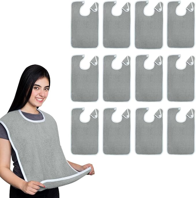 Avalon Towels Adult Bibs for Women 100% Cotton Bib for Adults for Eating - Terry Cloth Adult Bibs for Men Clothing Protectors