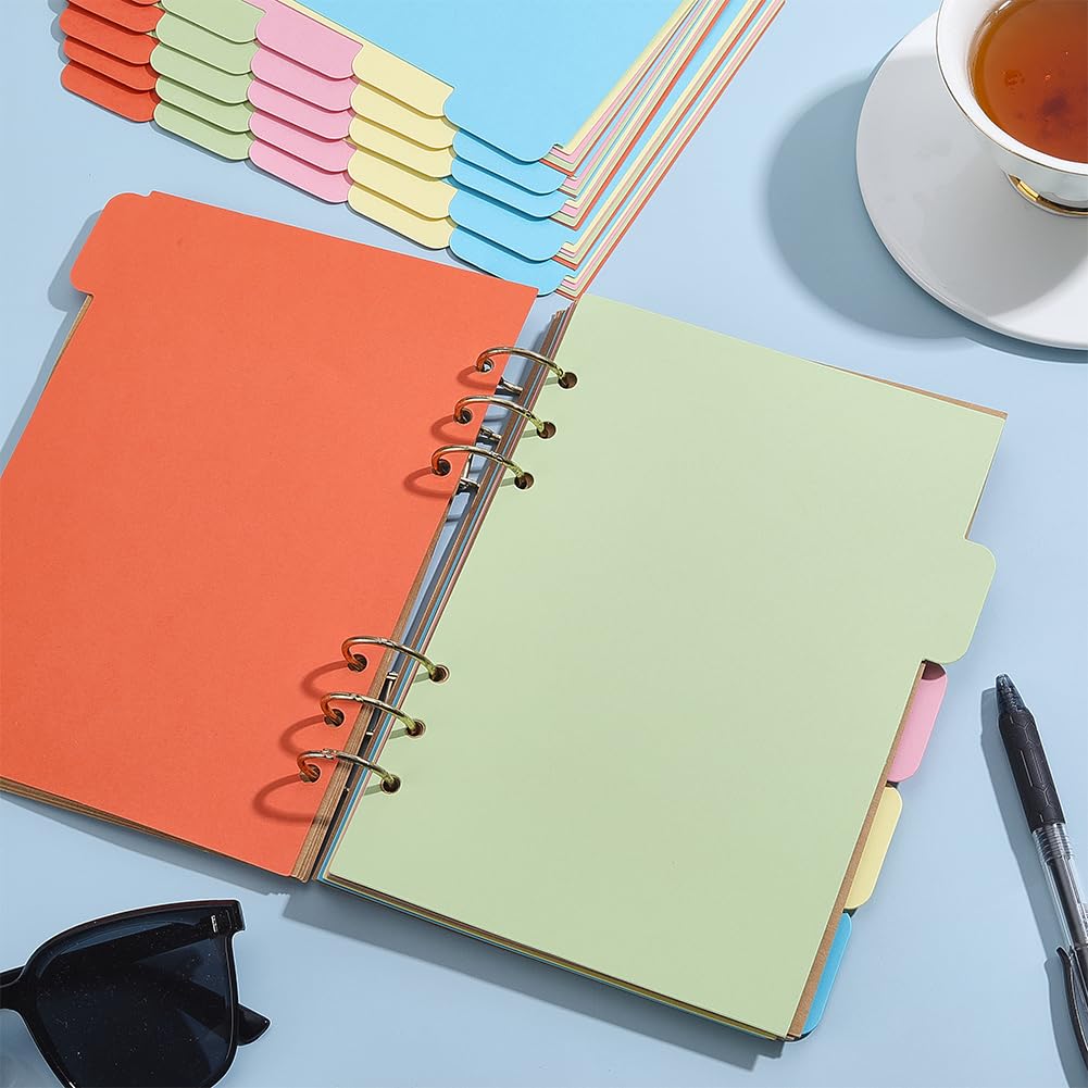 AHANDMAKER 8 Sets 6-Tab Binder Dividers, Multicolor Plastic Dividers with Tabs for 6 Ring Binders, A5 Sheets Insertable Index Page Divider for School Office Home Notebooks Planners Travel Diaries