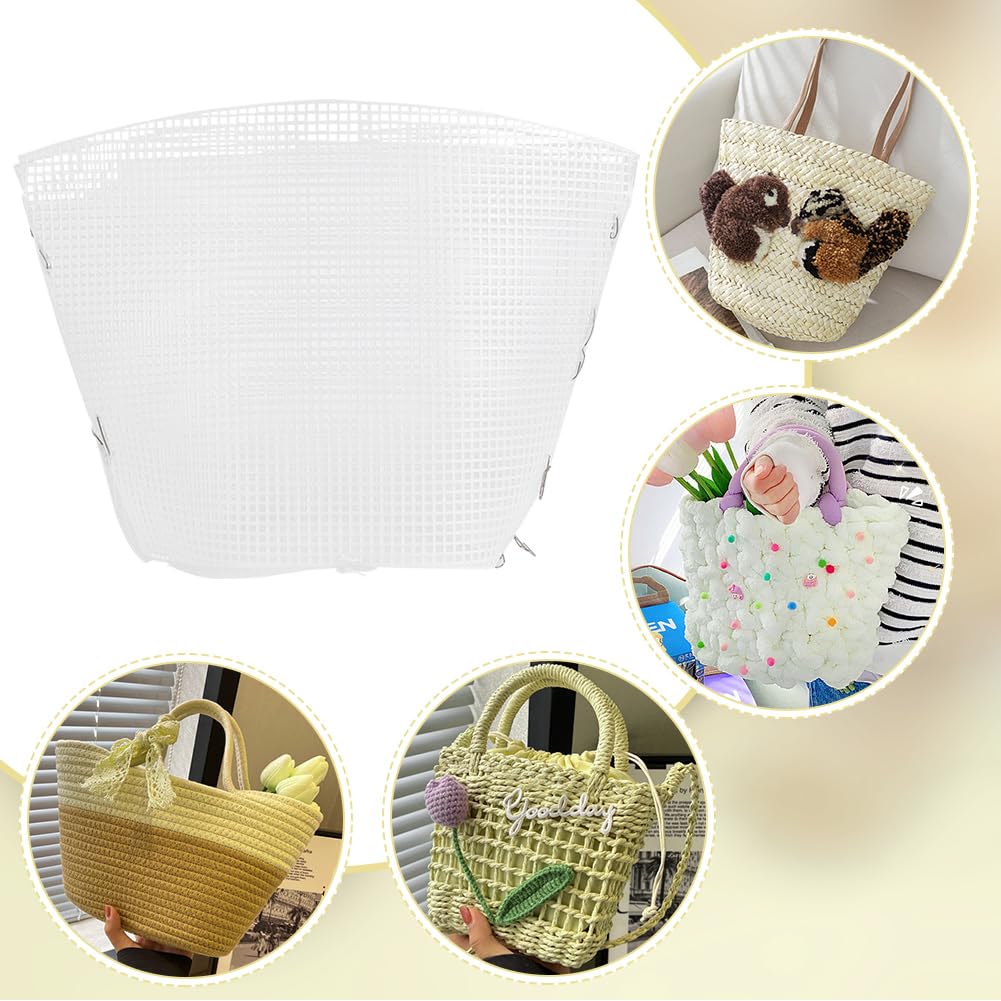 WADORN 2 Sets Clear Mesh Plastic Canvas Sheets for Embroidery, Blank Needlepoint Canvas Sheets for Crochet Bucket Bag Making Acrylic Yarn Knit Crochet Projects DIY Handmade Bag Weaving Kit, White
