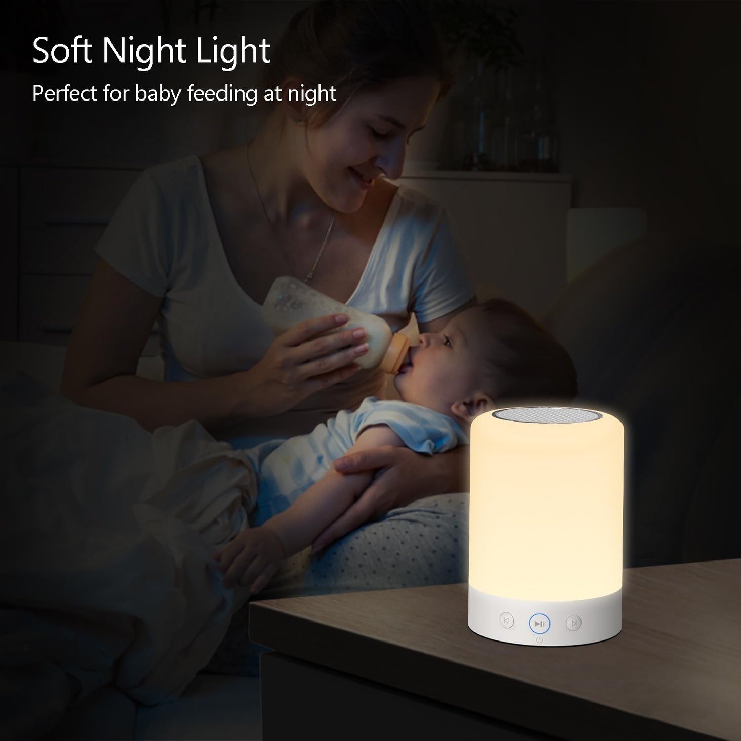 Night Lights, White Noise Machine – 20 Non-Looping Sleep Sounds, Rechargeable Battery, Touch Control, 6 Timers & Memory Function | Portable Sound Machine for Baby, Adults, Nursery, Travel