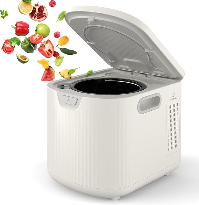 2.5L Kitchen Composting Bins, 3 Modes Smart Composter Bin, Auto-Clean, Converts Food Waste to Dry Fertilizer, LED Display & Quiet Operation