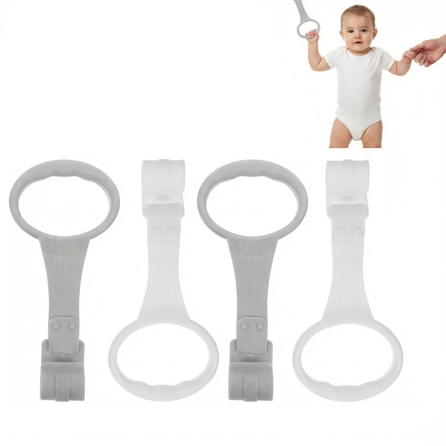 Veemoon Baby Playpen Pull up Rings Handles,4pcs Toddler Walk Assistant Crib Pull Rings Infant Standing Safety Ring Lightweight Plastic Walking Aid for Newborn Walk Practice with Smooth Rounded Edges