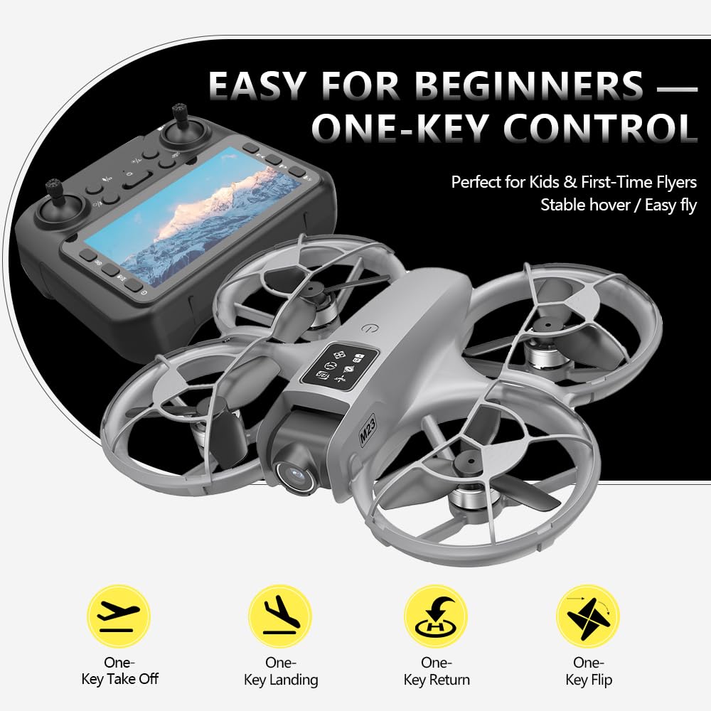CloudWings Drone with camera for kids and Remote – Beginner RC Drone for Kids with Brushless Motor, Optical Flow Hover, One-Key Takeoff, FPV Video(Grey-Batteries*2)