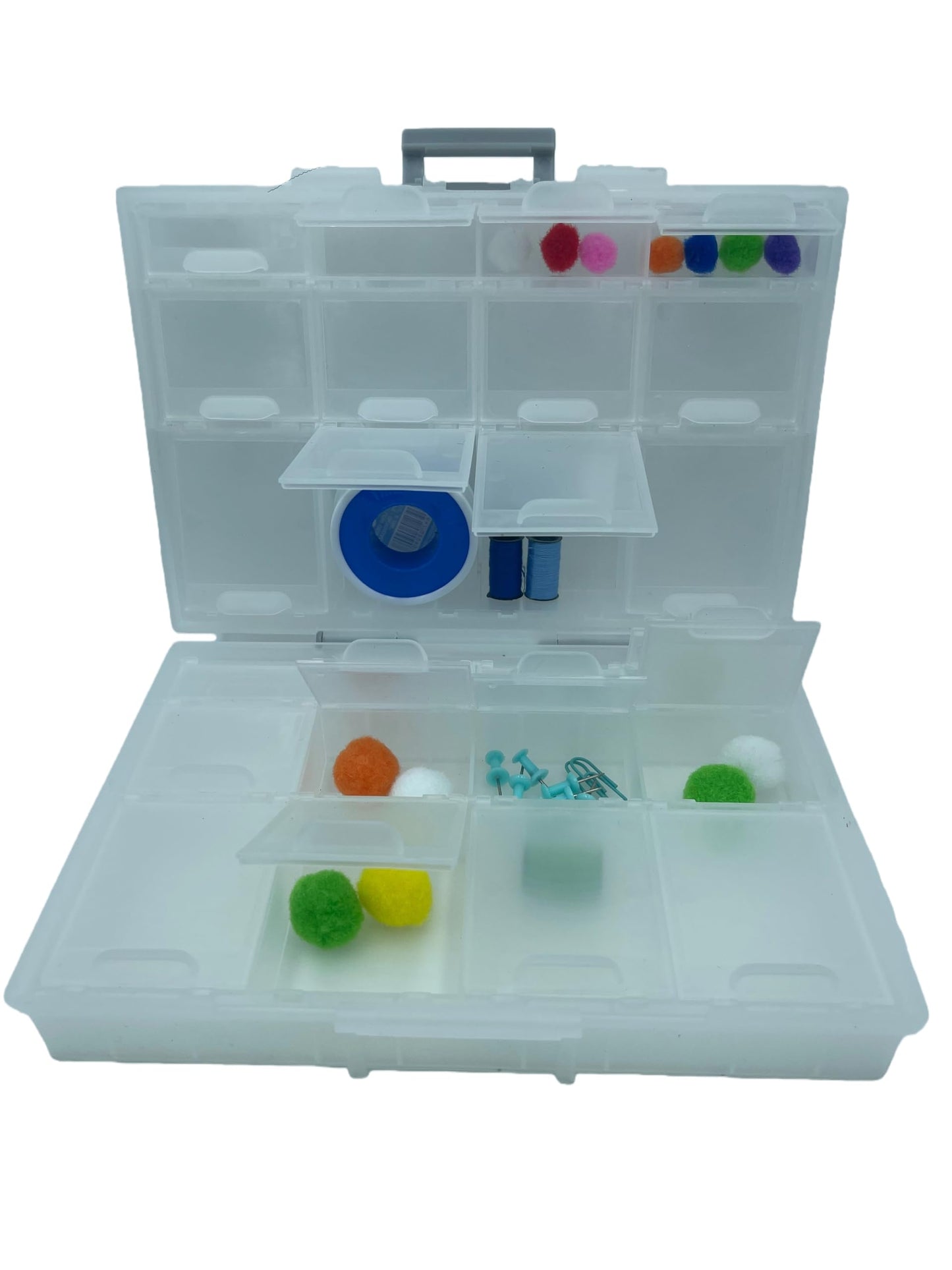 Aidetek half transparent BOX-ALL-24 small parts beads stationery jewelry box organizer for sorted parts 3 sizes 24 compartments with lid