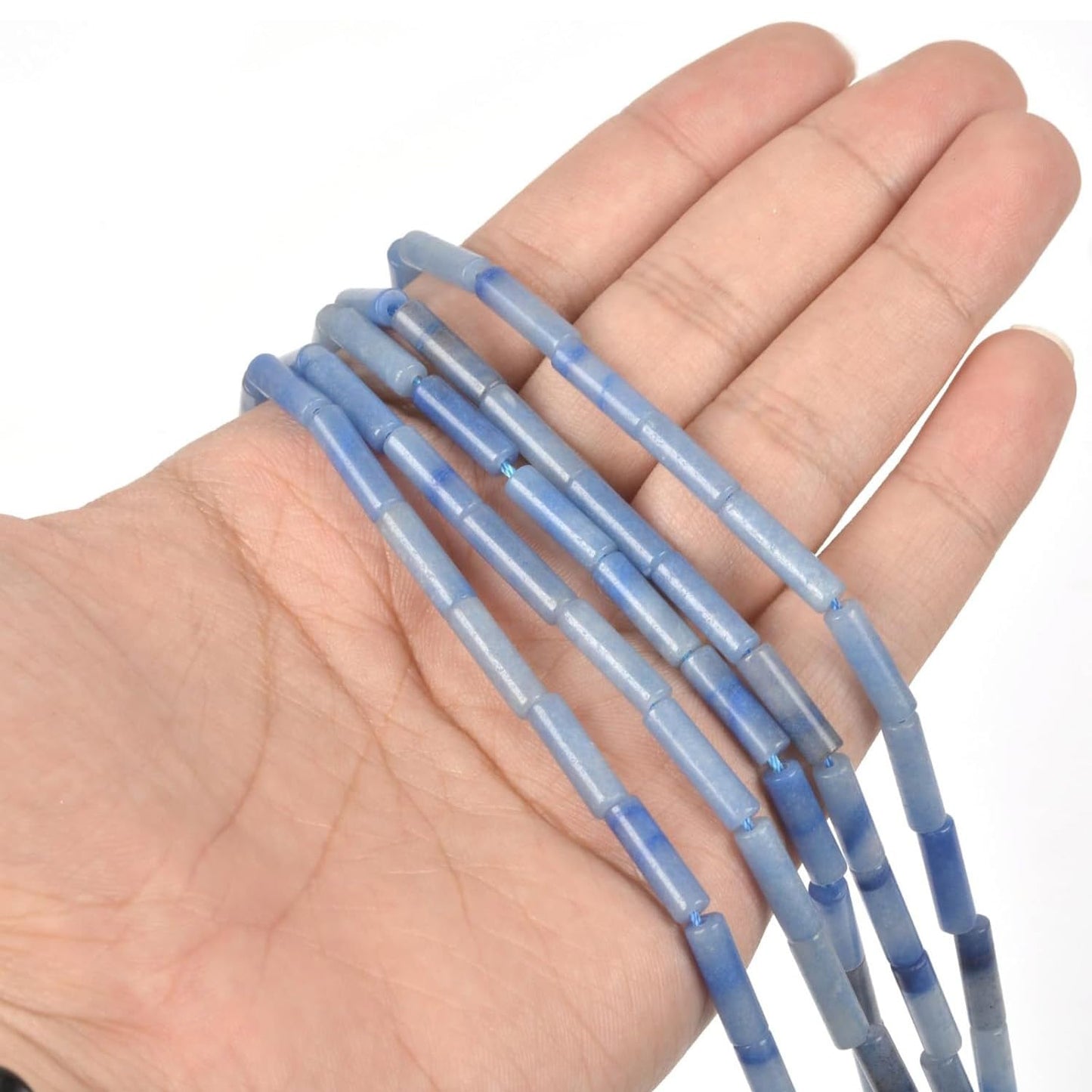 HAAMIIQII Natural Blue Aventurine Tube Beads 13x4mm Column Stone Cylinder Gemstone Loose Beads for Jewelry Making Strand 15 Inch (28-29pcs)