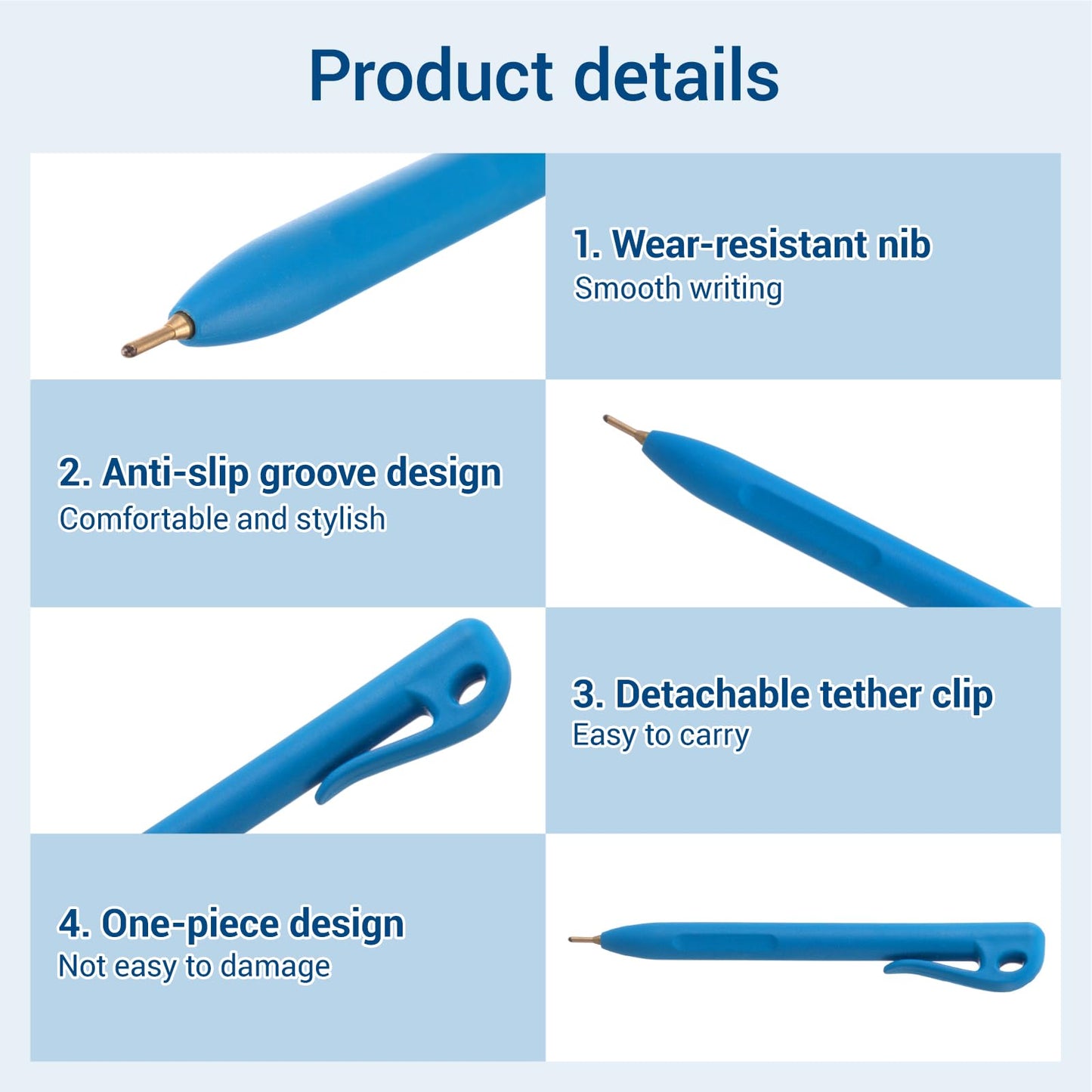 Tenceur 50 Pcs Metal Detectable Pens Standard Blue Ink Pen with Pocket Clip Lanyard Attachment Metal Retractable Ballpoint Bulk for Office Food Production Workshop Writing(Integrated Design)