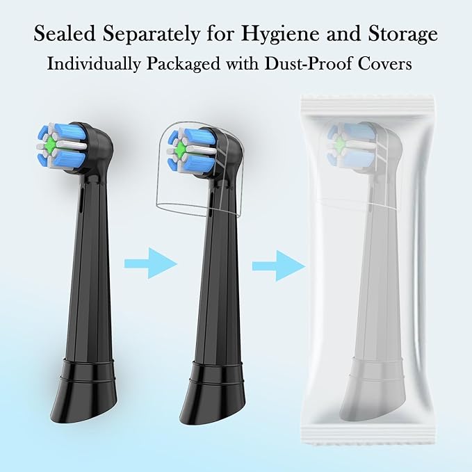 IO Replacement Brush Heads Compatible with OralB iO Series 10/9/7/8/6/5/4/3/2/ Electric Toothbrushes Replacement Heads (6Black+6White, 12 PCS)