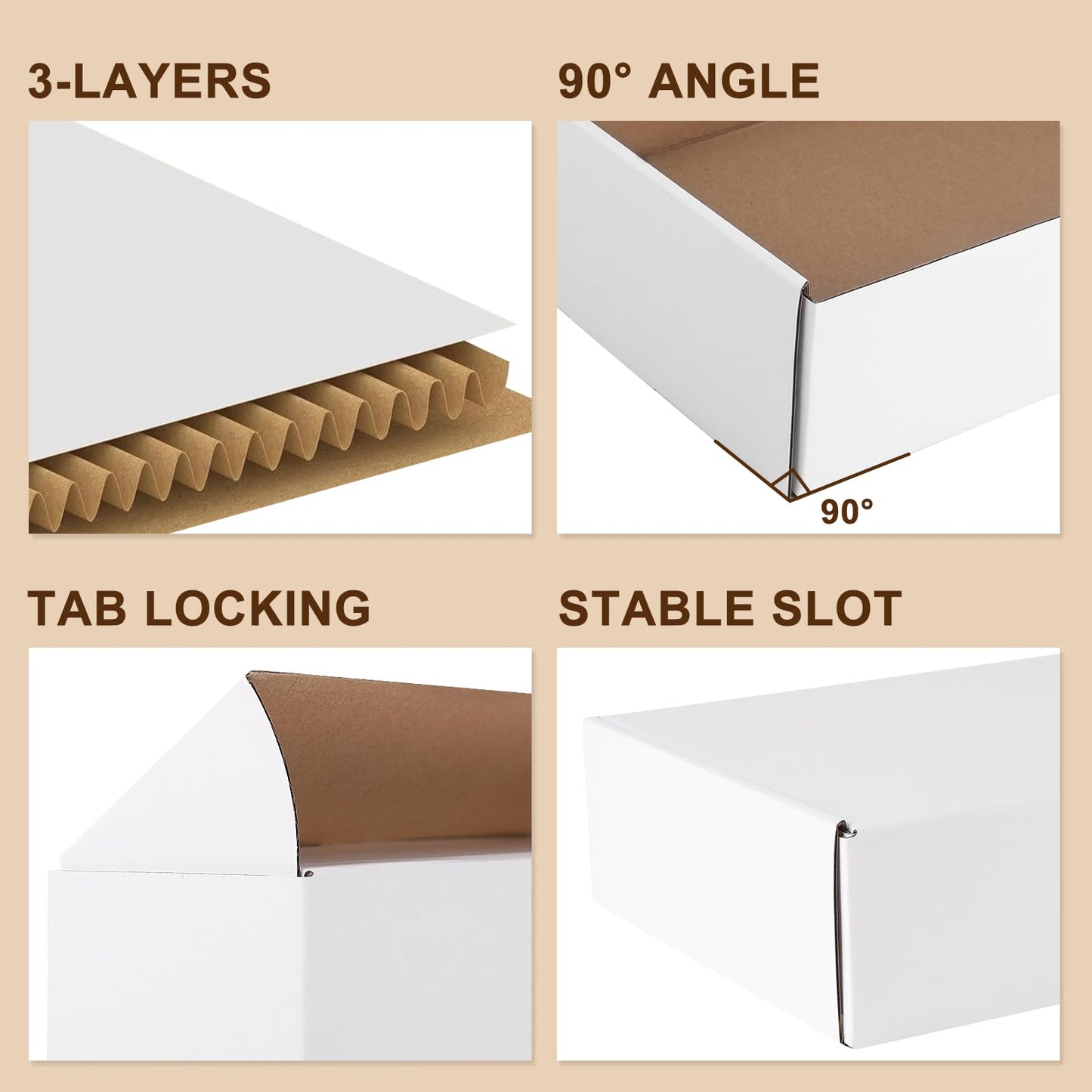 Hguba 12x9x4 Inches Shipping Boxes Set of 25, White Corrugated Cardboard Box, Mailer Boxes for Small Business