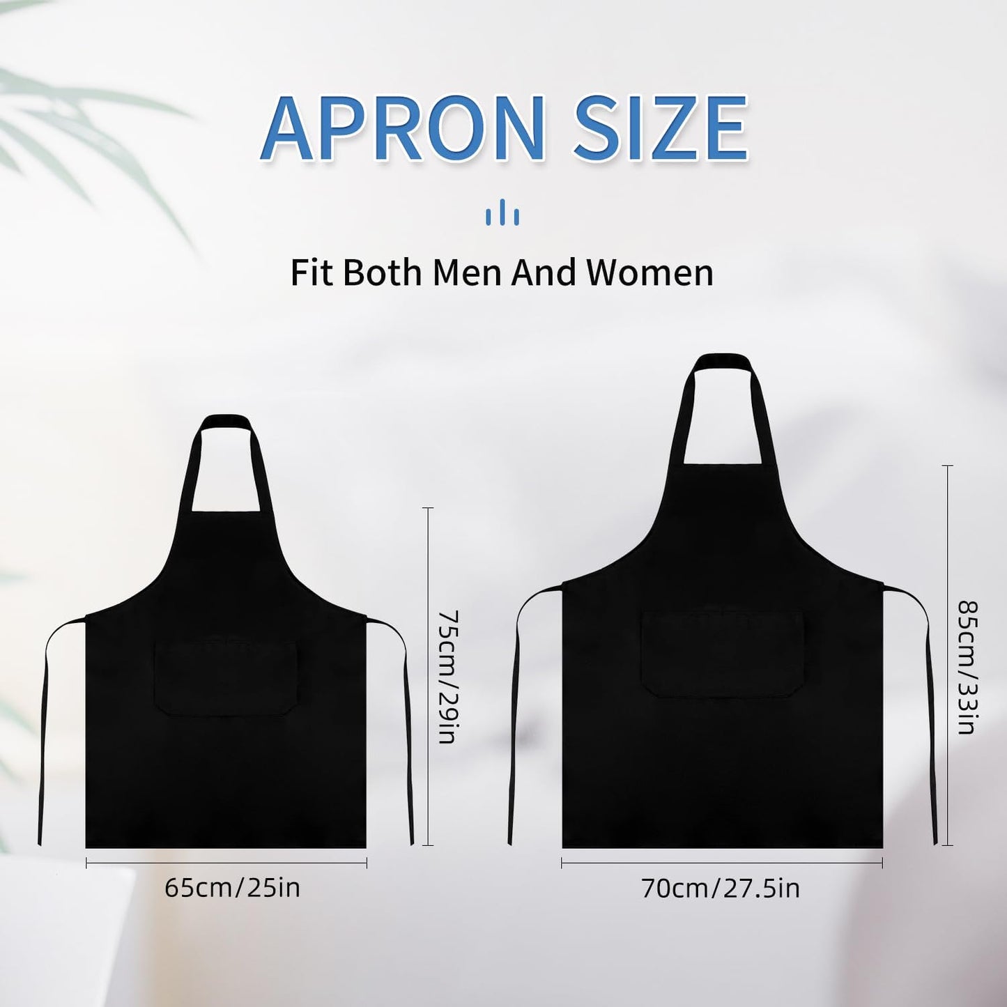 Nymmoata 8/12/24 Pack Plain Bib Aprons Bulk, Black Commercial Apron with 2 Pockets, Unisex Apron for Adults Painting BBQ
