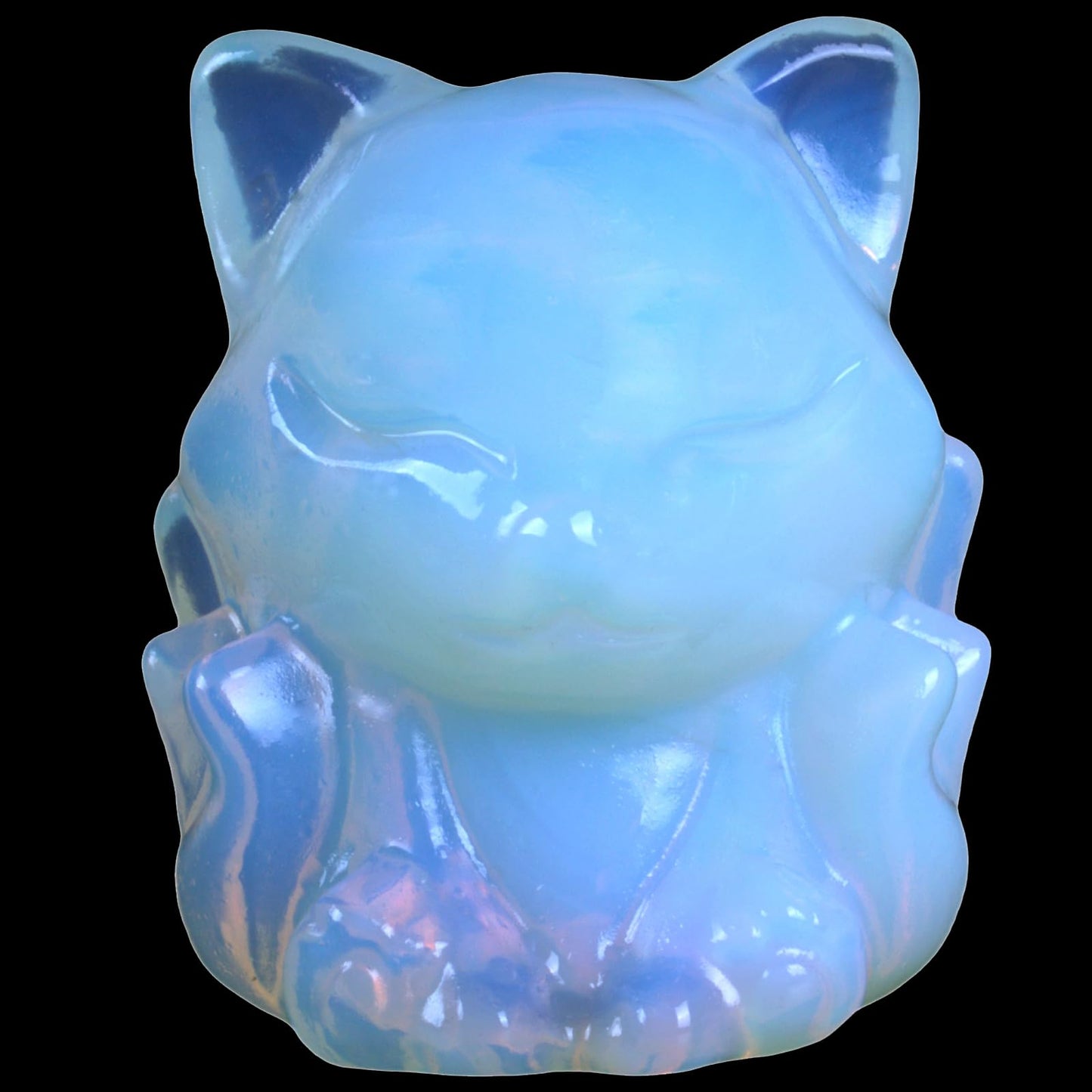 QLRSUXN Opalite Nine Tailed Fox Decor,2 Inch Healing Crystals Fox Statue,Lucky Guardian Pocket Fox Figurines as Women’s Gifts,Fox Figurine for Office Home Decor and Ornament.