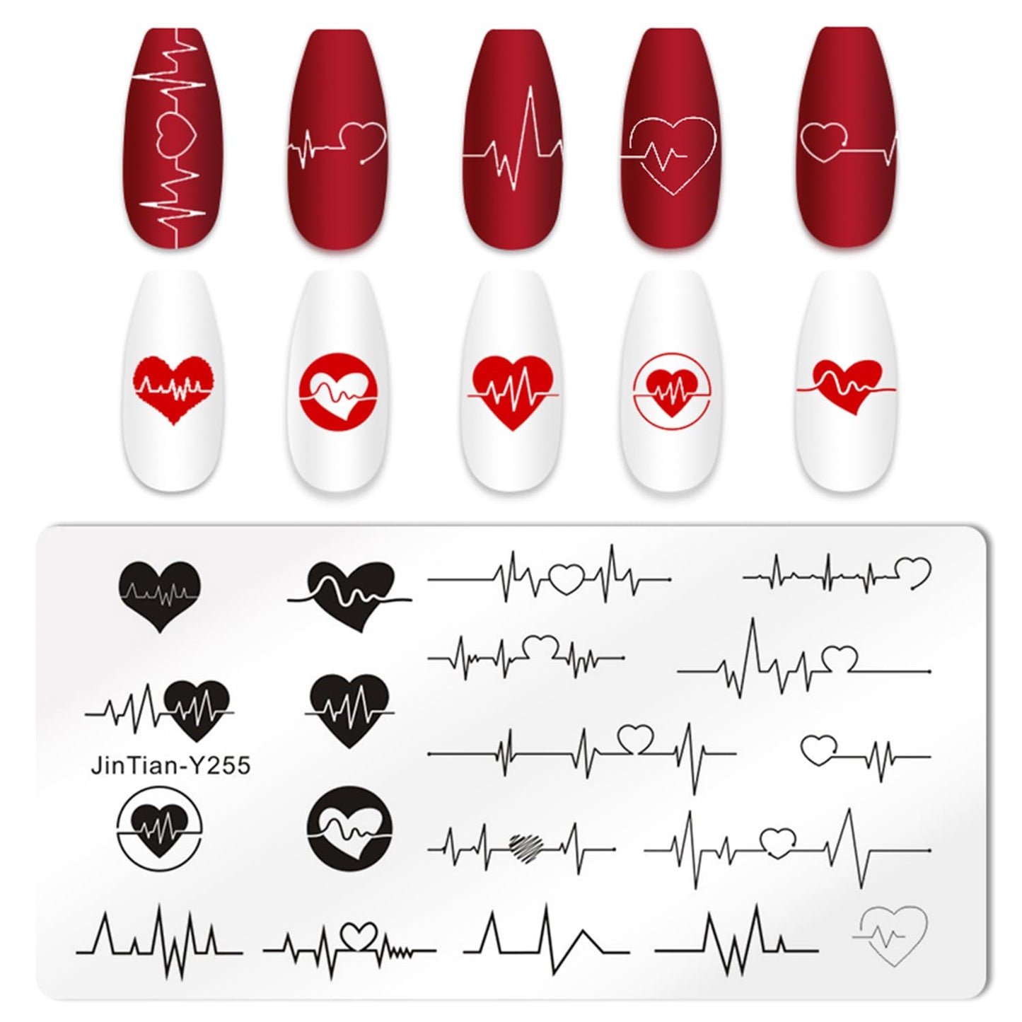 DANNEASY 6 Pieces Heart Nail Stamping Plate for Valentine's Day Nail Stamps Stencils Nail Art Stamping Kit Plates for Nails Design Manicure Template Tools Acrylic Nail Accessories