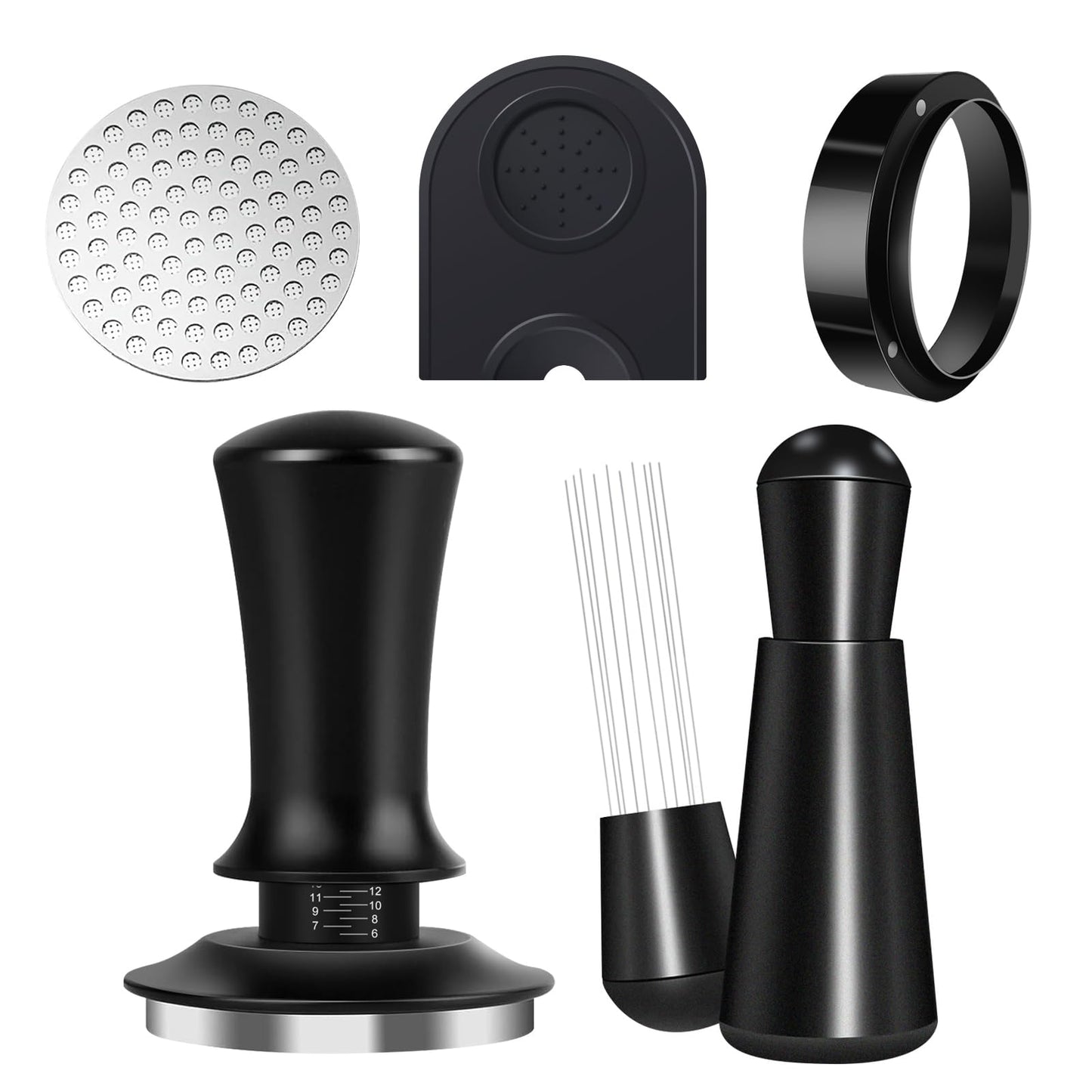 Fosinsee Espresso Accessories Kit 51mm, Coffee Tamper Set with Espresso Tamper, WDT Tool, Espresso Tamper Mat, Espresso Dosing Funnel, Puck Screen, Espresso Tools for 51mm Coffee Machine Accessories