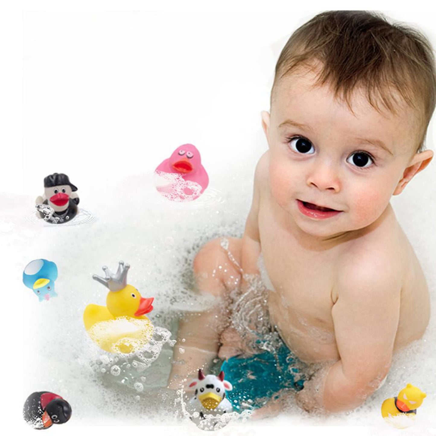 WQTHE 30 Pack Rubber Duck for Jeeps Ducking - 2.3 Inch Bulk Floater Duck for Kids - Baby Bath Toy Assortment - Party Favors, Birthdays, Bath Time, and More (30 Varieties)