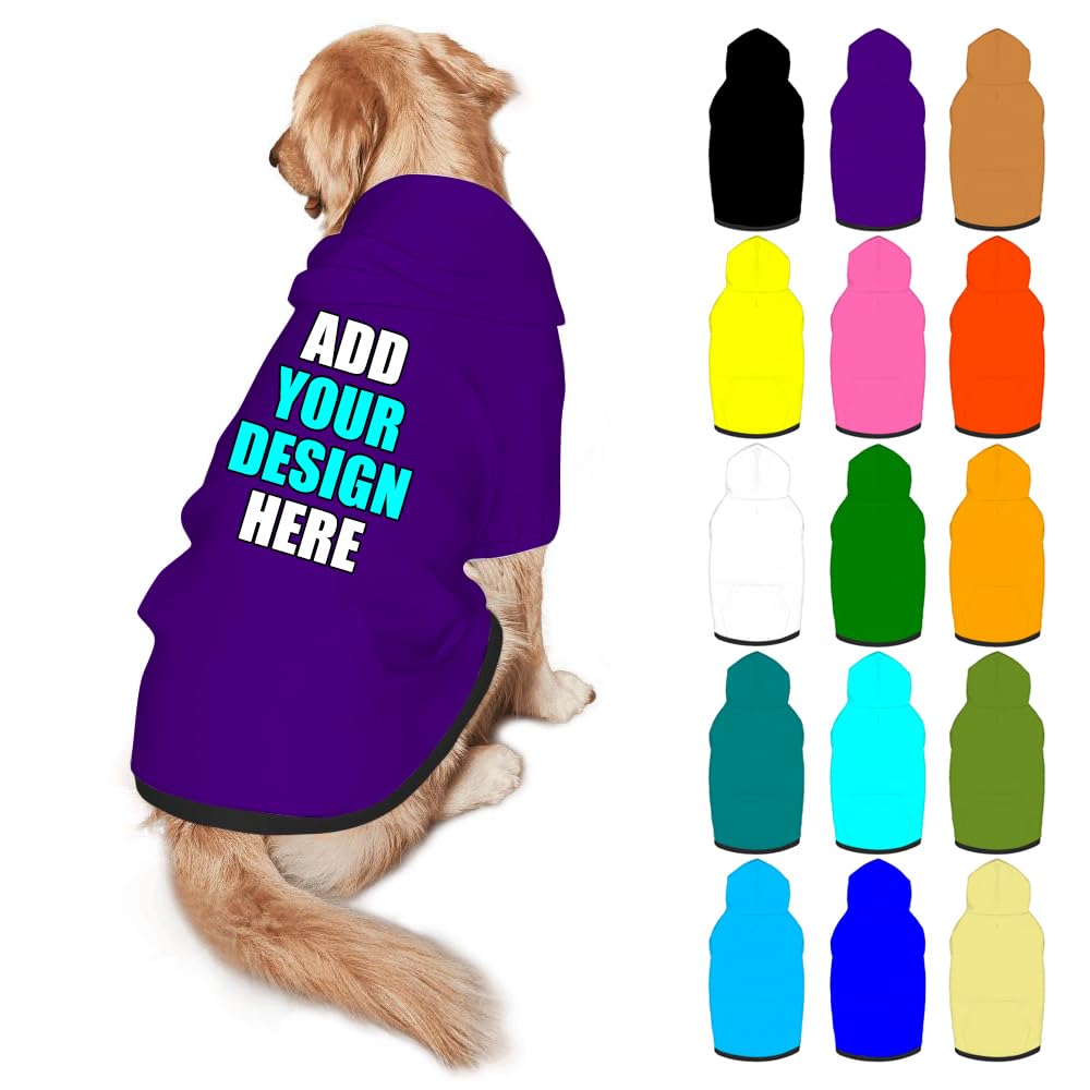 Mynvzrk Custom Dog Hoodie Personalized Photo Text Logo Name Dog Clothes, Soft & Warm for Puppy Sweatshirt Hooded for Small Medium Large Dogs Girl/Boy Cats/Kitten, Brown, S