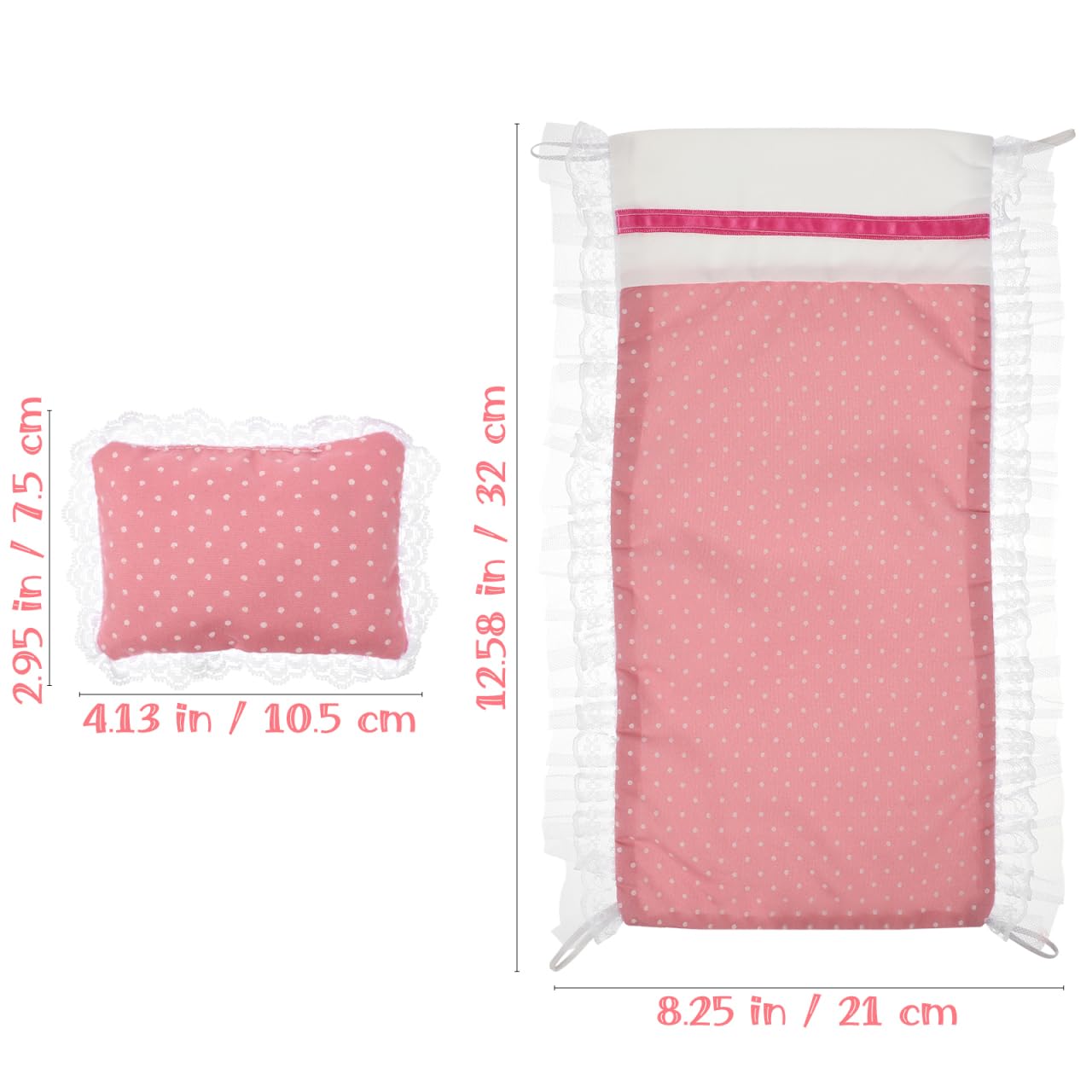 Abaodam Doll House Bedding Set Miniature Bedroom Accessories with Pillow and Bed Sheet for 1/12 Scale Doll Furniture Soft Cloth Mini Bed Kit for Dollhouse Decoration