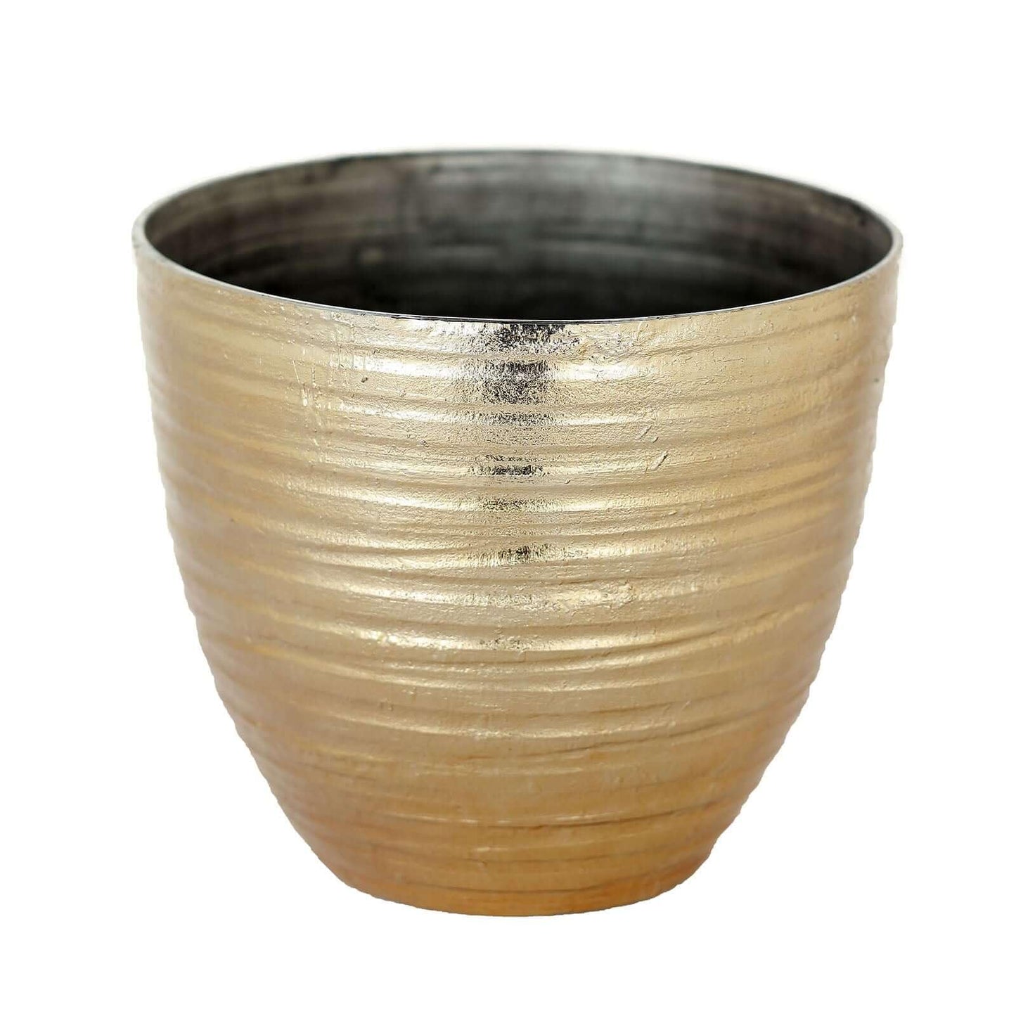 Efavormart 14 inch Large Metallic Gold Round Planter, Statuesque Gilded Flower Pot for Grand Entrances, Luxury Hotels and Glamorous Home Decor
