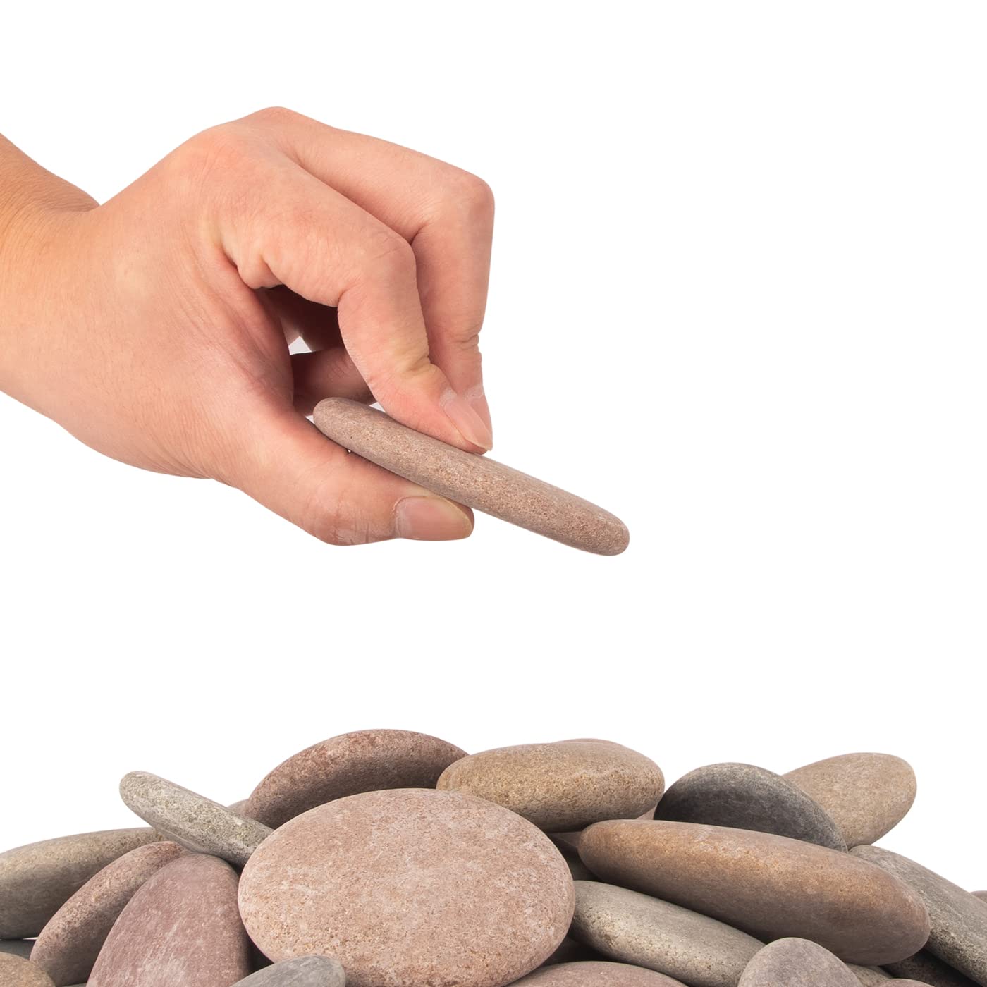 [About 94 PCS - 100 PCS](18 Pounds) Craft Rocks,Painting Rocks,2.1"-3.5" River Rocks,Flat Rocks,DIY Rocks,Painting Stones,Smooth Rocks