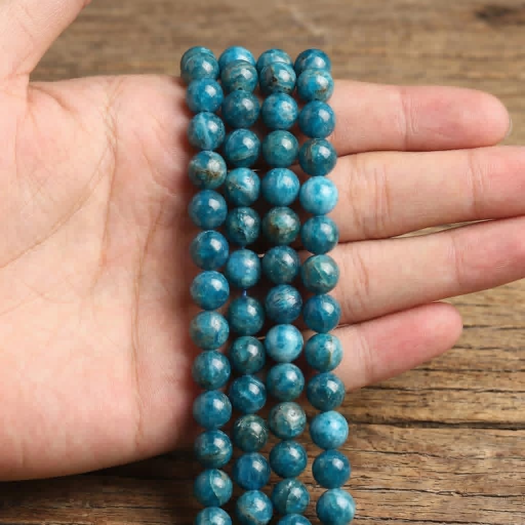 Yochus 45pcs Blue Apatite Stone Beads，8mm Healing Power Natural Stone Round Loose Beads for Jewelry Making Earring Necklace DIY Crafts