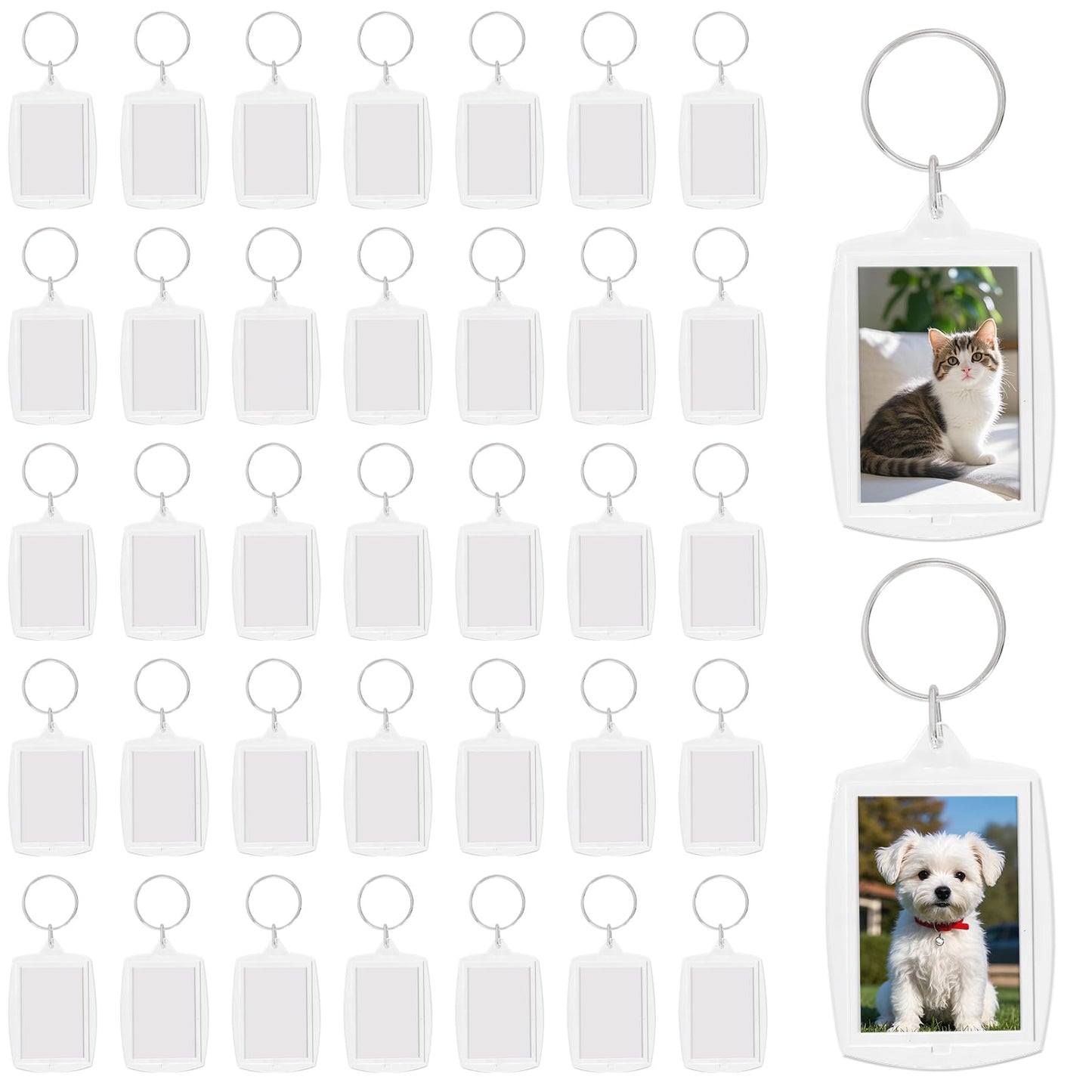 hoyuwak 36Pcs 2.16x1.8 Inch Acrylic Photo Keychains – Clear Blank Picture Frame Keyrings for Custom Photos & Gifts (36)