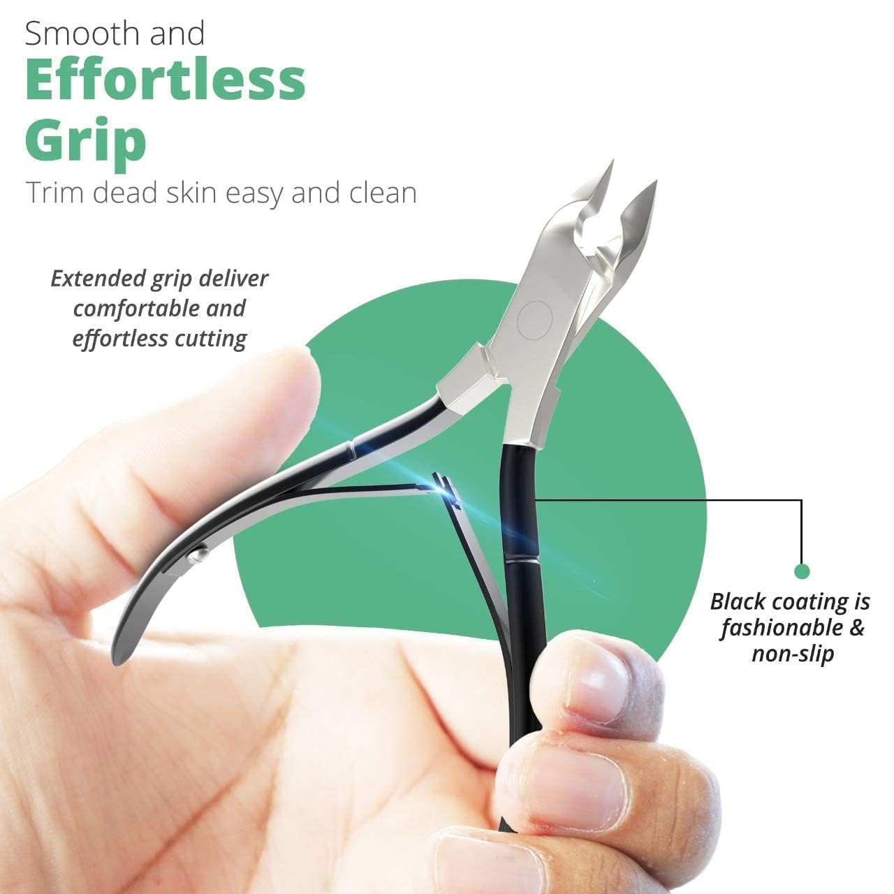 Professional Cuticle Trimmer Nail Cuticle Cutter Stainless Steel Cuticle Nippers with Sharp Blades of Cuticle Remover Clippers Manicure Tools Double Spring - Pedicure Nail Tools (Black - 4 Pack)