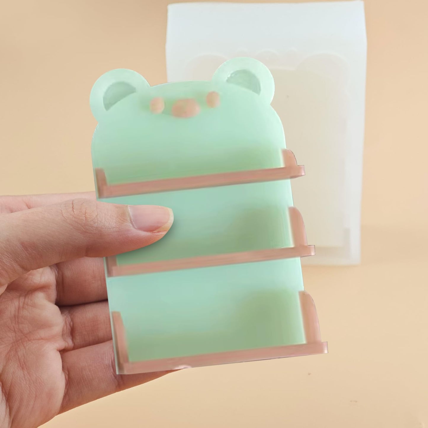 Mini Bear Display Shelf Shape Resin Silicone Molds 3D Simulation Bookshelf Epoxy Casting Molds for DIY Micro Resin Dollhouse Kitchen Tiny Things Display Decor