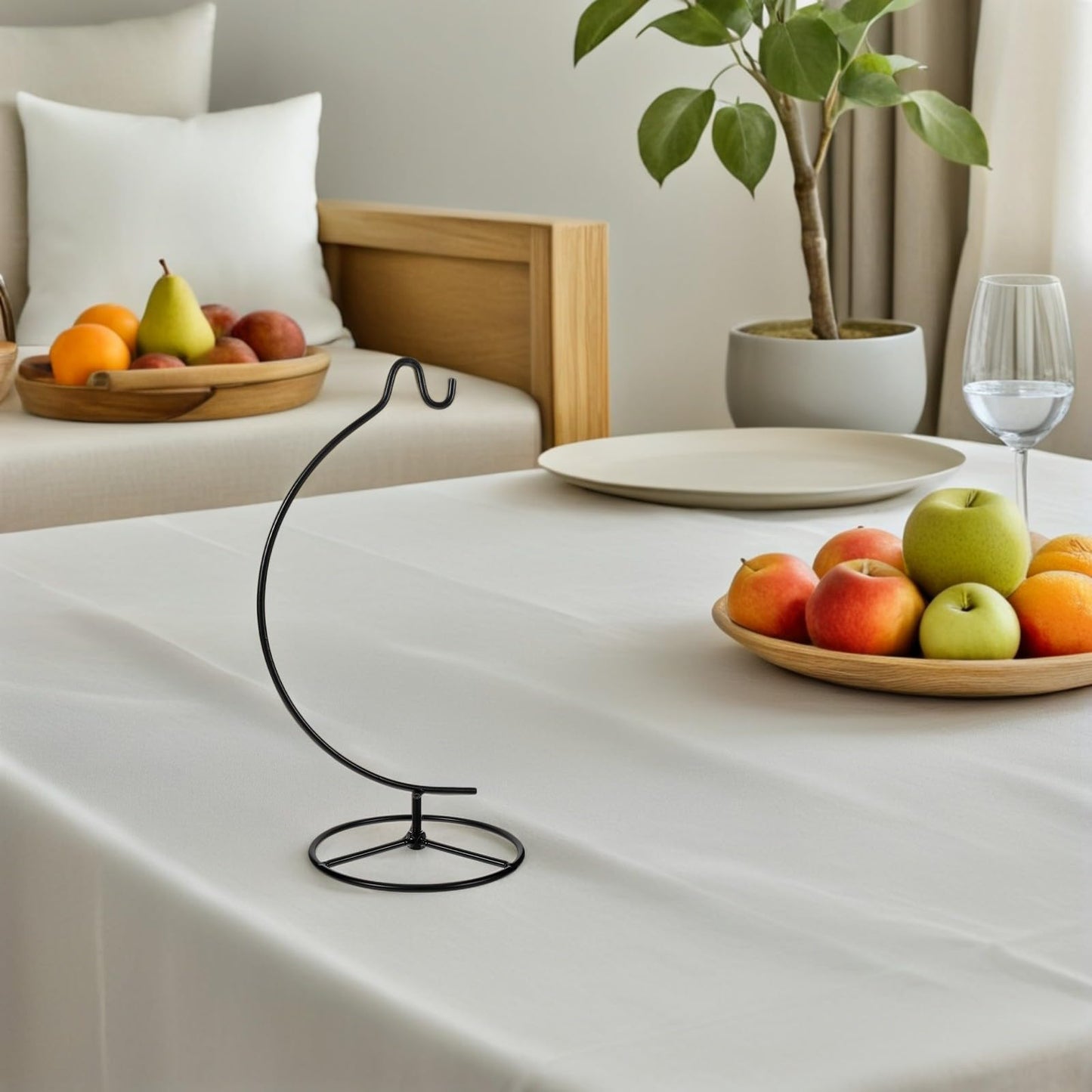 KICHOUSE 2pcs Metal Hanging Terrarium Stand with Wire Hook for Air Plant Holder and Glass Globe Display, Moon-shaped Iron Ornament Rack for Home Décor and Wedding Decoration