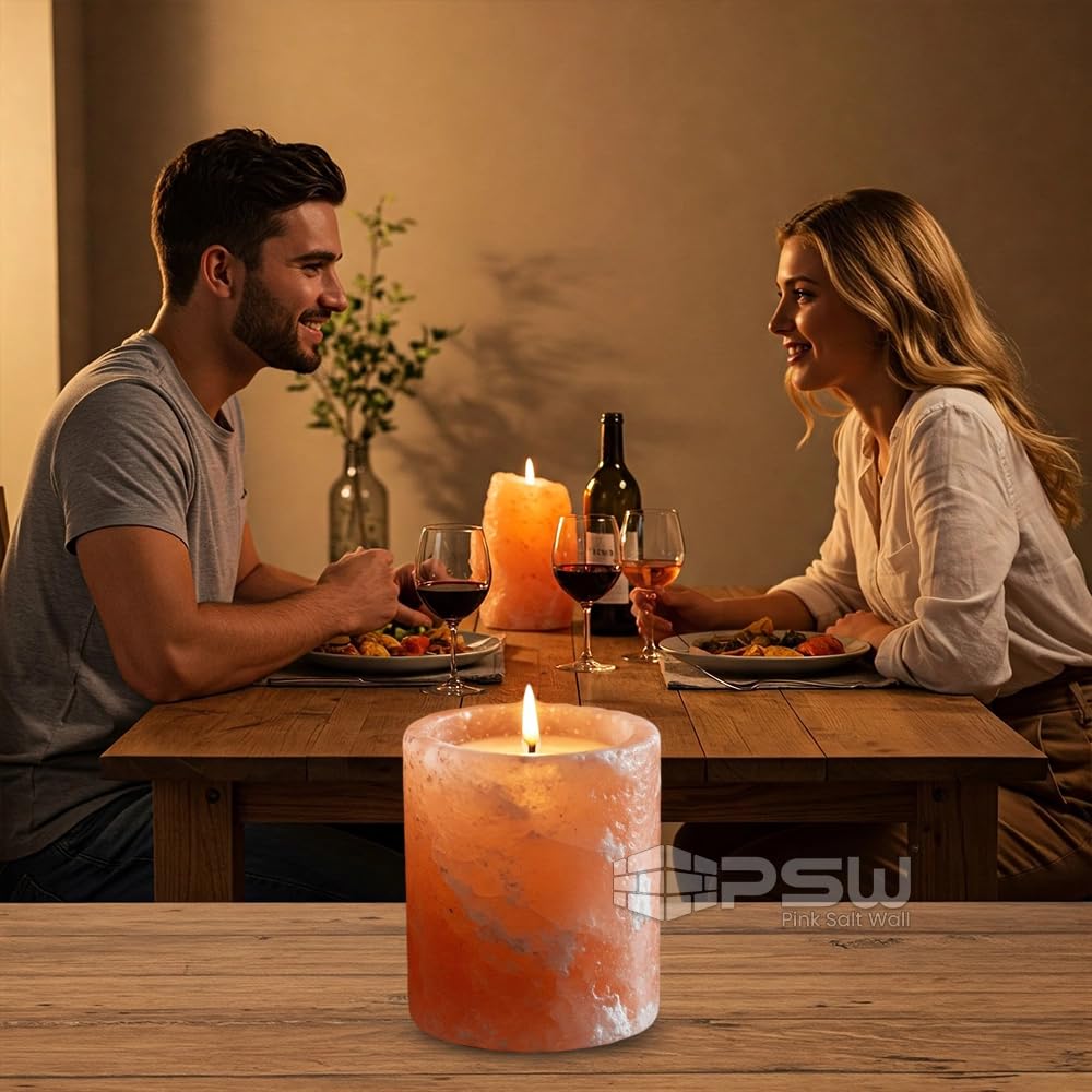 Himalayan Salt Candle Holder 6-Inch, Natural Crystal Glow for Home & Relaxation