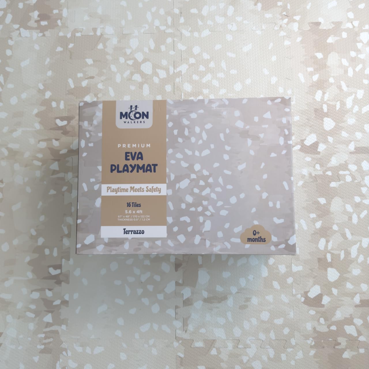 Premium Soft Foam Baby Play Mat 5.5 x 3.9 ft, Easy to Clean, 0.5” Thick – Modern Terrazzo Design for Playrooms and Home Décor