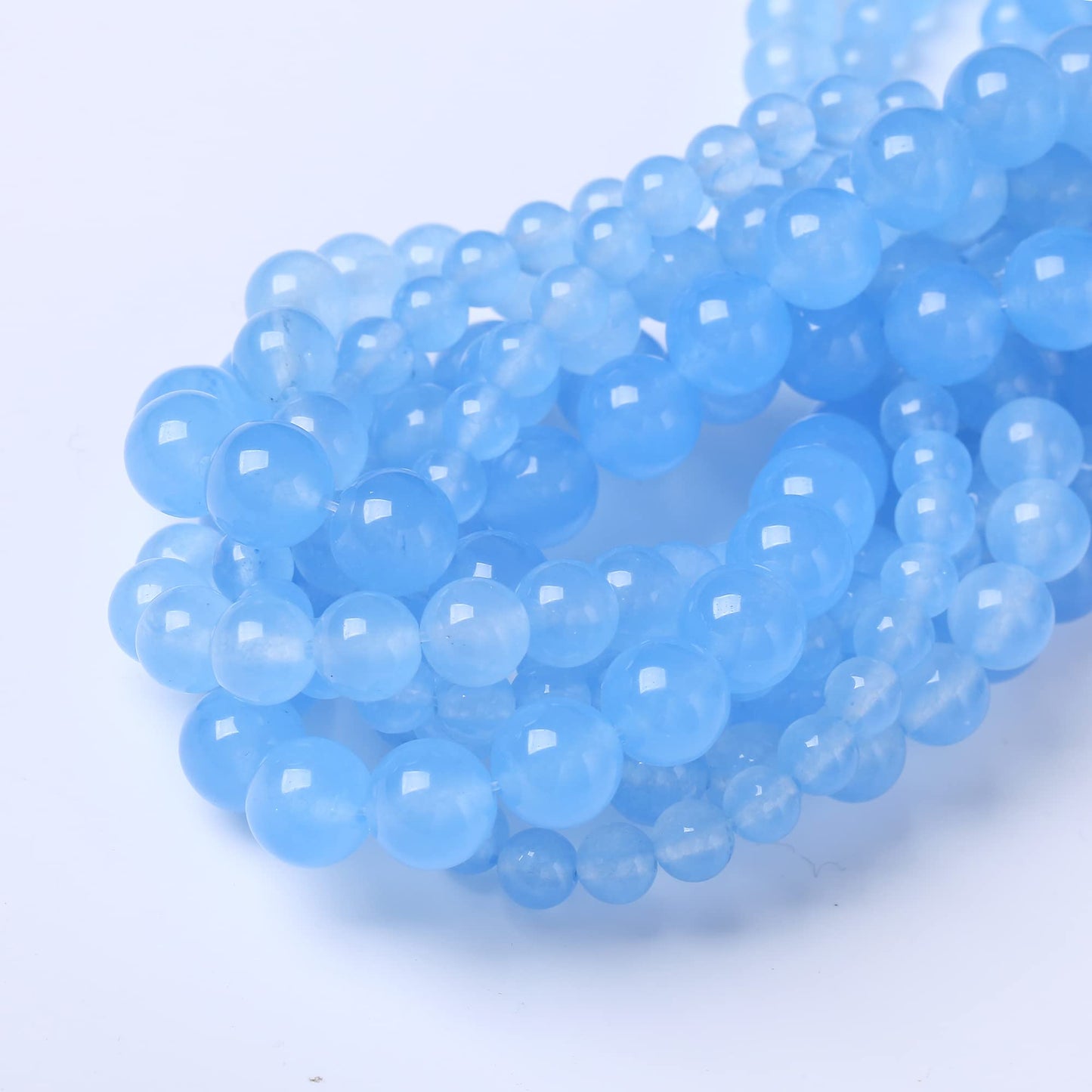 10MM Blue Chalcedony Round Loose Beads Natural Gem Beads Crystal Energy Stone Beads for Jewelry Making DIY Bracelet Necklace