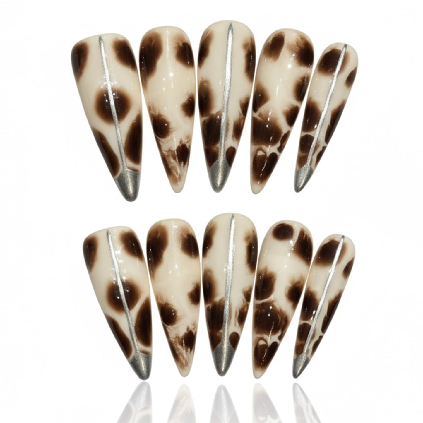 Handmade Press On Nails Leopard Print Devil's Flower Reusable Stick On Fake Nails Luxury Elegant Sexy Style For Women Gift With Nail Glue M