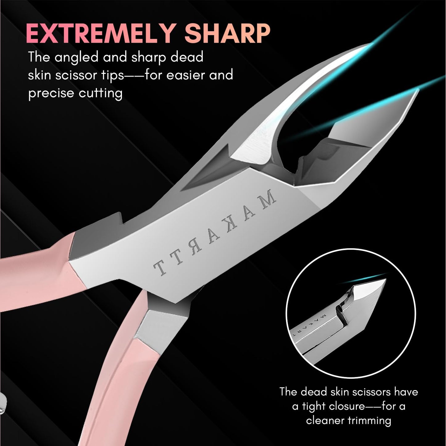 Makartt Nail File 100/180 Grit Nail Files for Acrylic Nails Bundle with Cuticle Nippers, Pink Cuticle Trimmer Extremely Sharp Full Jaw Cuticle Cutter Nail Care